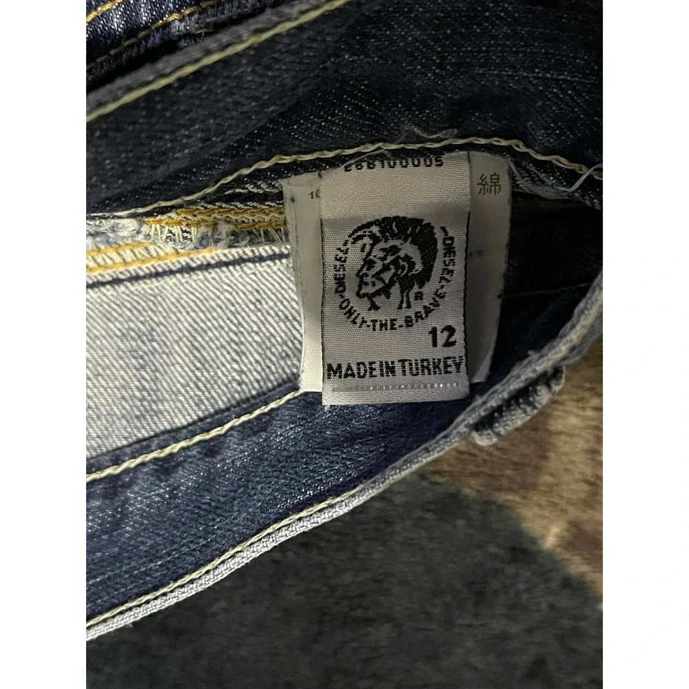 Diesel‎ Jeans Boys 12 Blue Straight Leg Denim Industry Distressed Faded